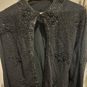 Chic Black Embellished Women's Cardigan